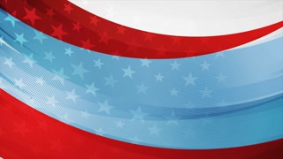 USA colors, stars and stripes abstract grunge wavy background. Independence Day seamless looping motion design. Video animation Ultra HD 4K 3840x2160