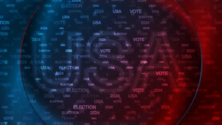 Poster background for the US presidential election 2024 with USA flag colors. Seamless looping motion design. Video animation Ultra HD 4K 3840x2160