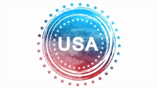 Concept USA flag abstract grunge circle blot background. American Independence Day seamless looping motion design. Video animation Ultra HD 4K 3840x2160