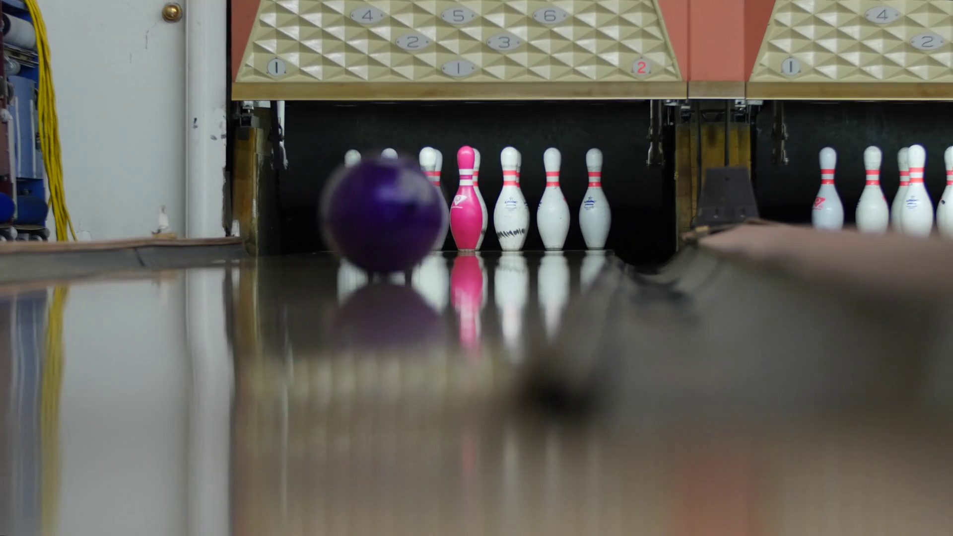 A Ball Hits Pins In Bowling Alley Stock Footage SBV307346383 Storyblocks