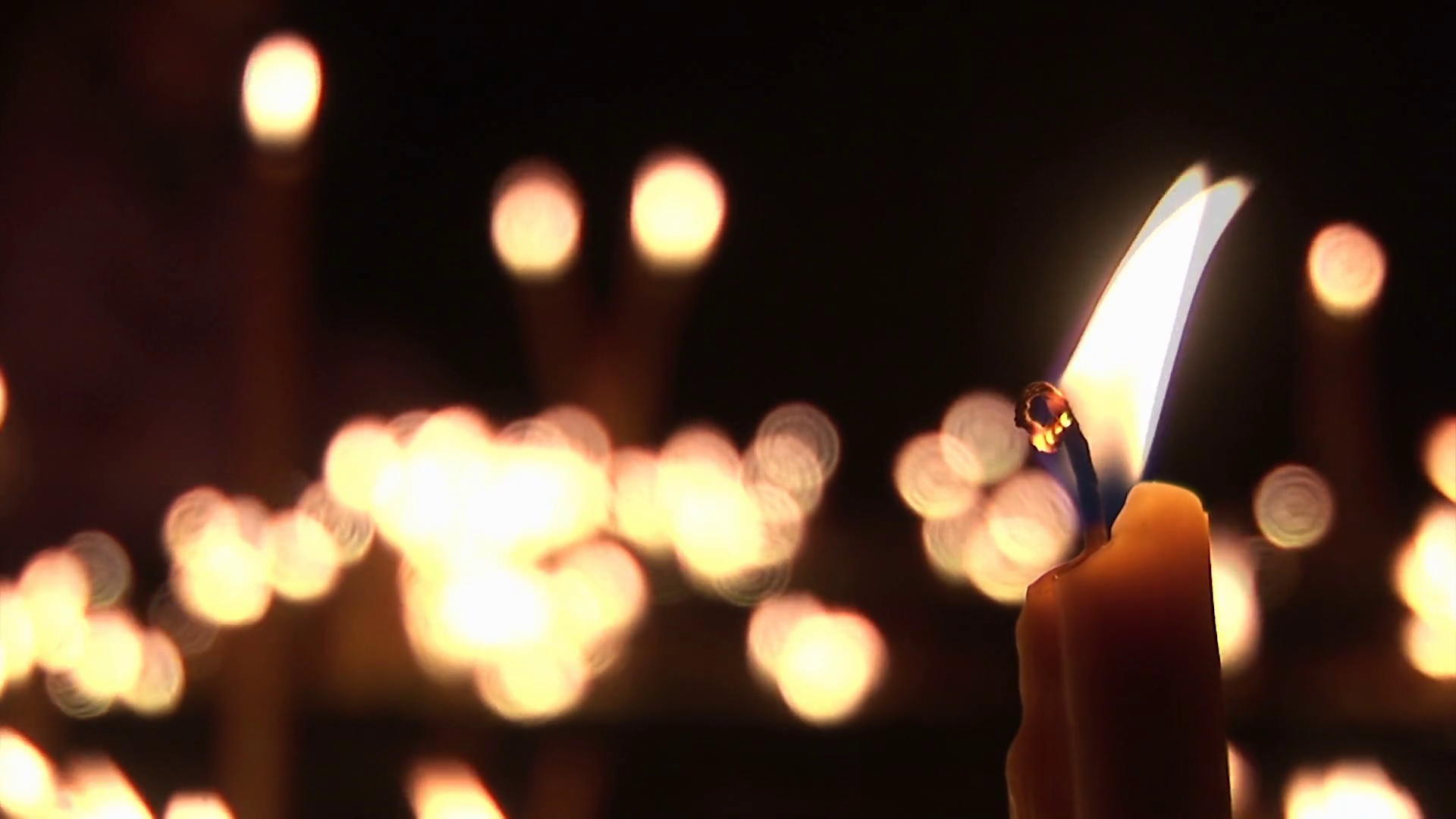 Multiple candles burning in the dark. Stock Video Footage Storyblocks