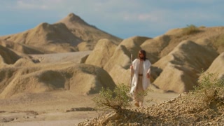 Messiah journey through the desert - slow motion