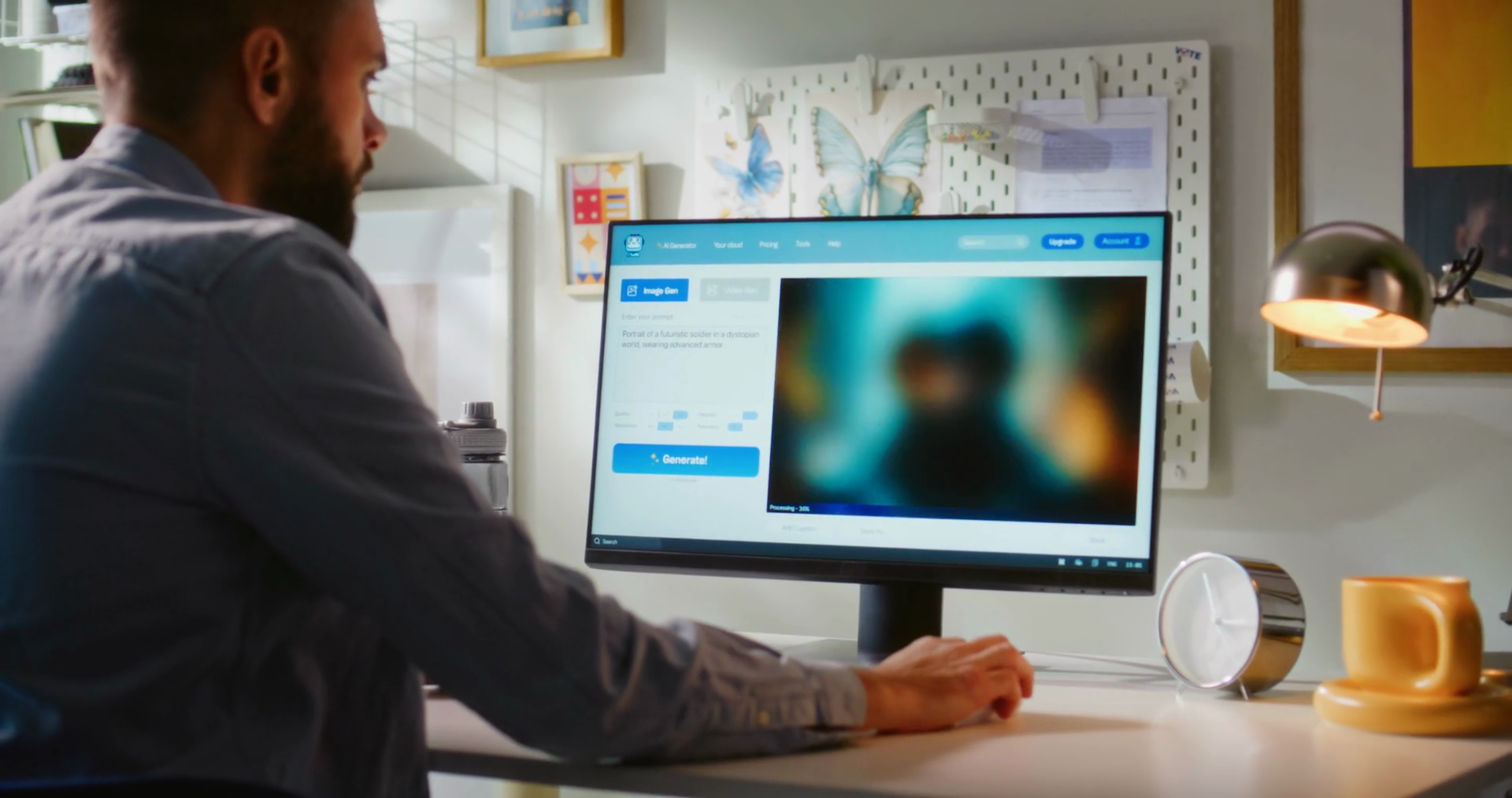 Back View Of Adult Man Typing Prompt In Ai Stock Footage SBV-349321999 ...