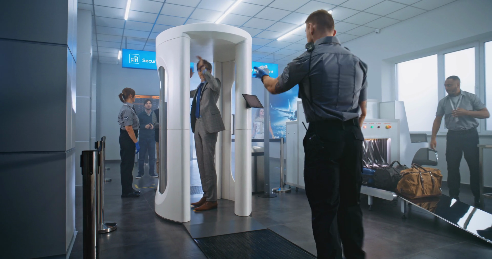 Airport Terminal Checkpoint: Diverse People Stock Footage SBV-351770338 ...