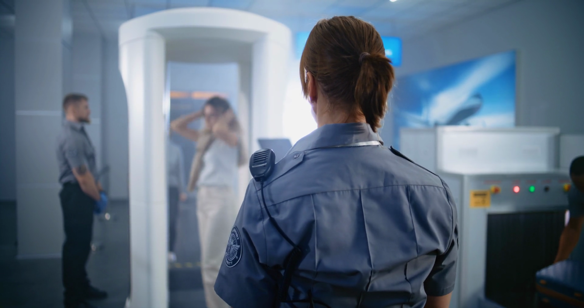 Airport Security Checkpoint: Back View Of Stock Footage SBV-351763665 ...