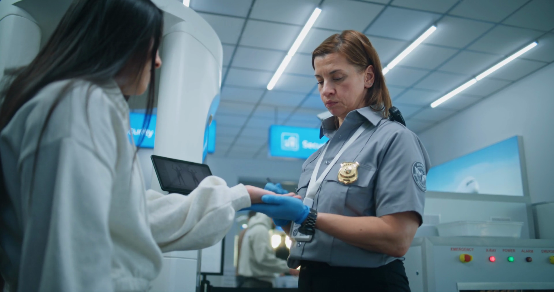 Airport Security Checkpoint: Female Security Stock Footage SBV ...