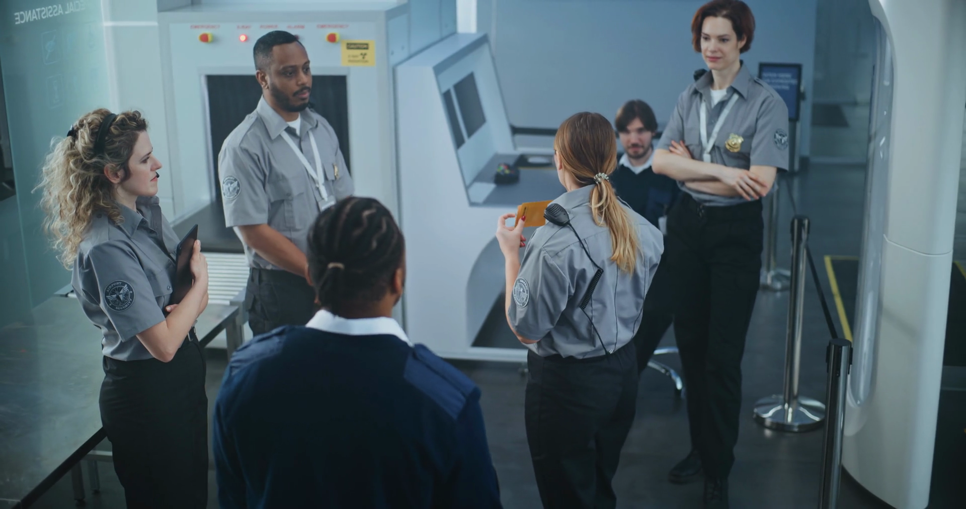 Airport Staff Briefing: Female Security Stock Footage SBV-351879334 ...