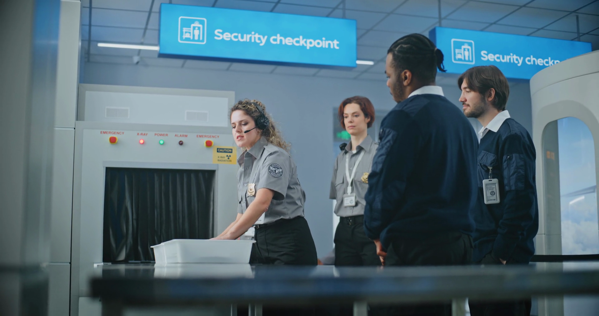 Airport Security Checkpoint: Female Security Stock Footage SBV ...