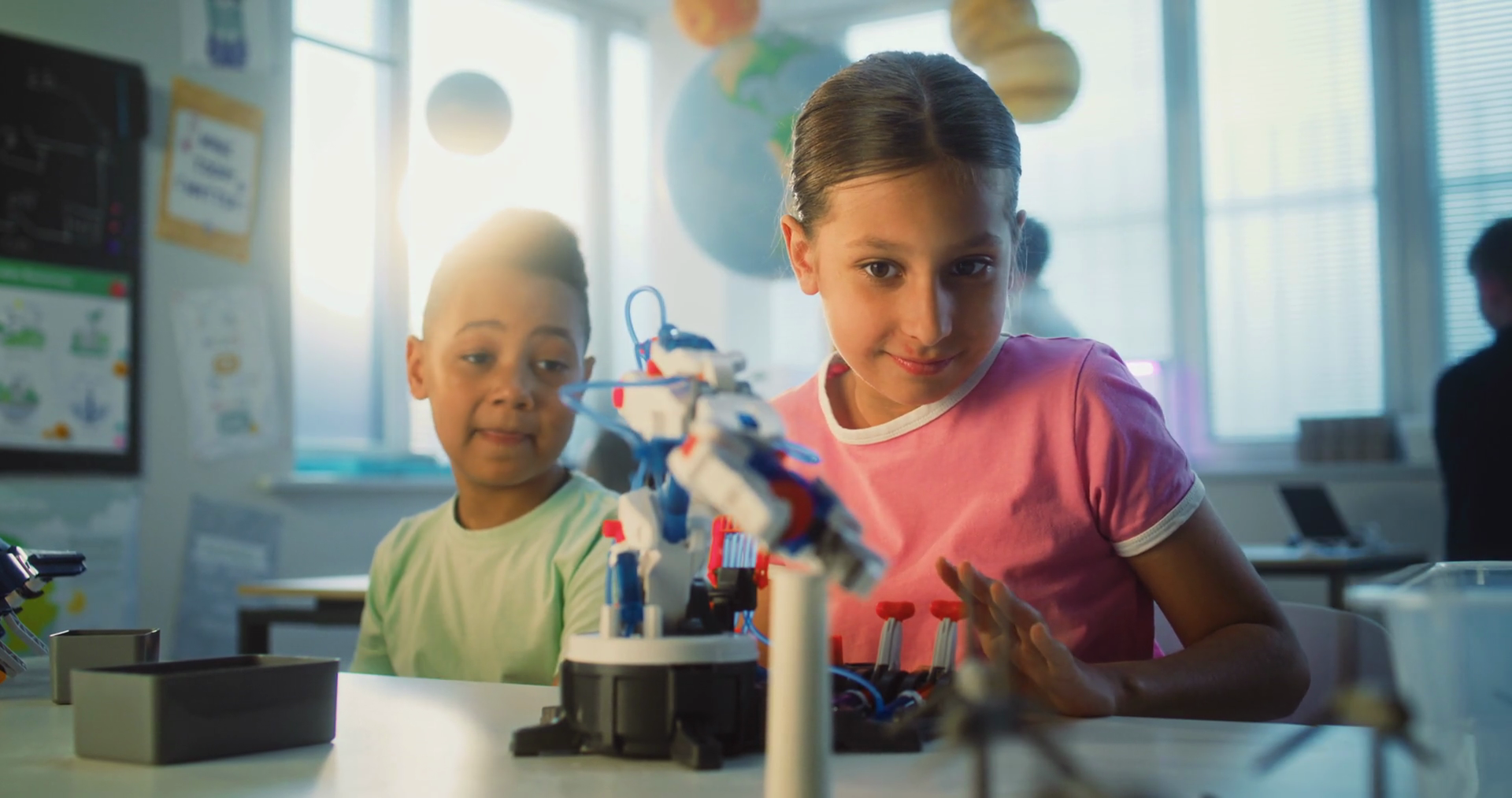 Elementary School Students Studying Model Of Stock Footage SBV ...