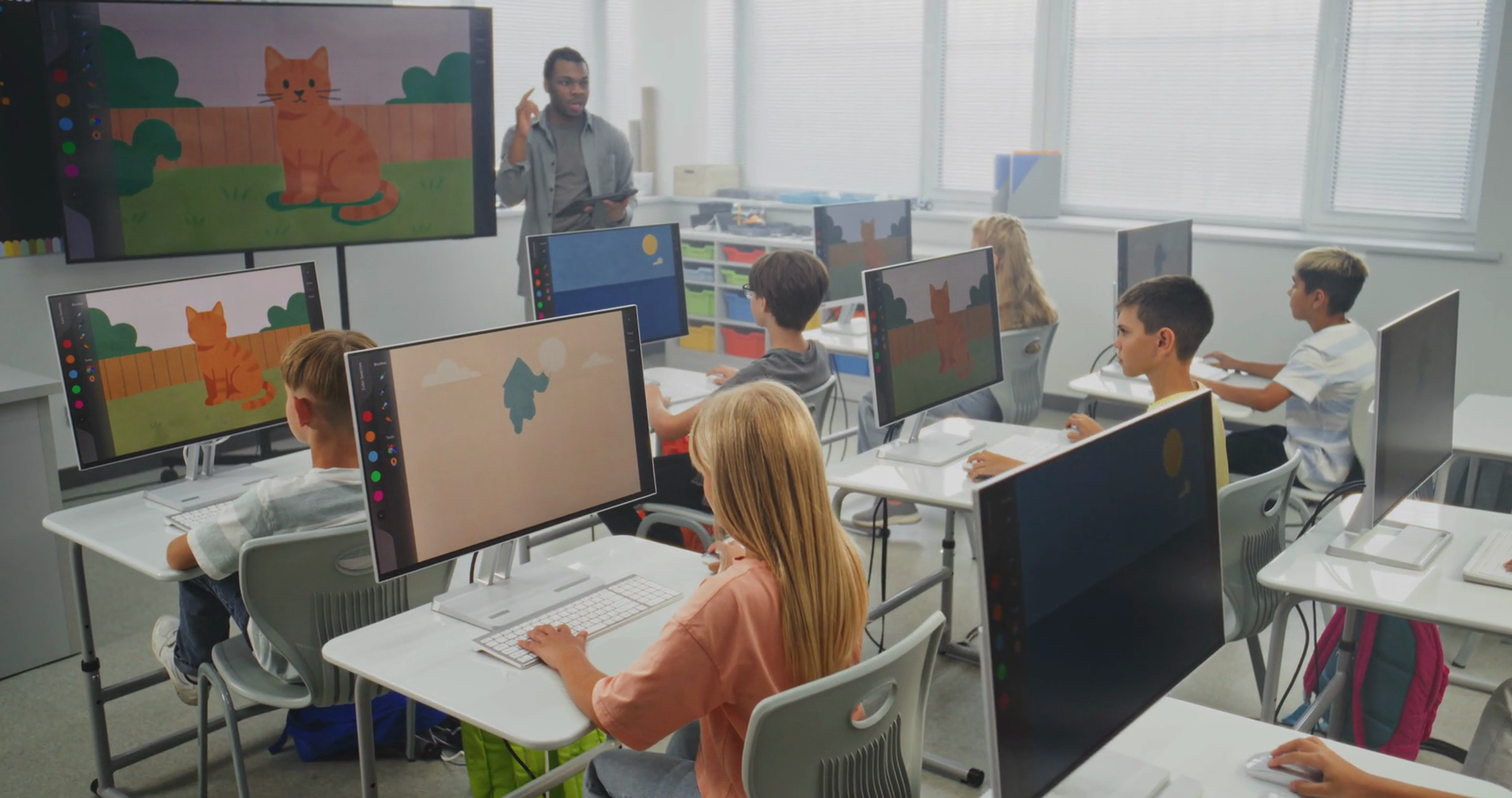 Elementary School Children Using Computers Stock Footage SBV-352743383 ...