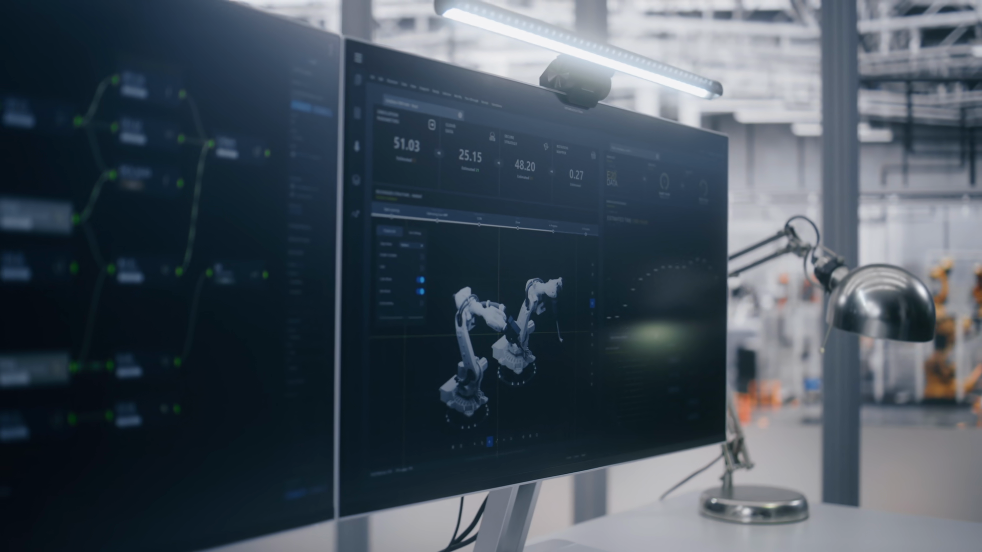 Computers On Desk Display Technical Data Stock Footage SBV-353624361 ...