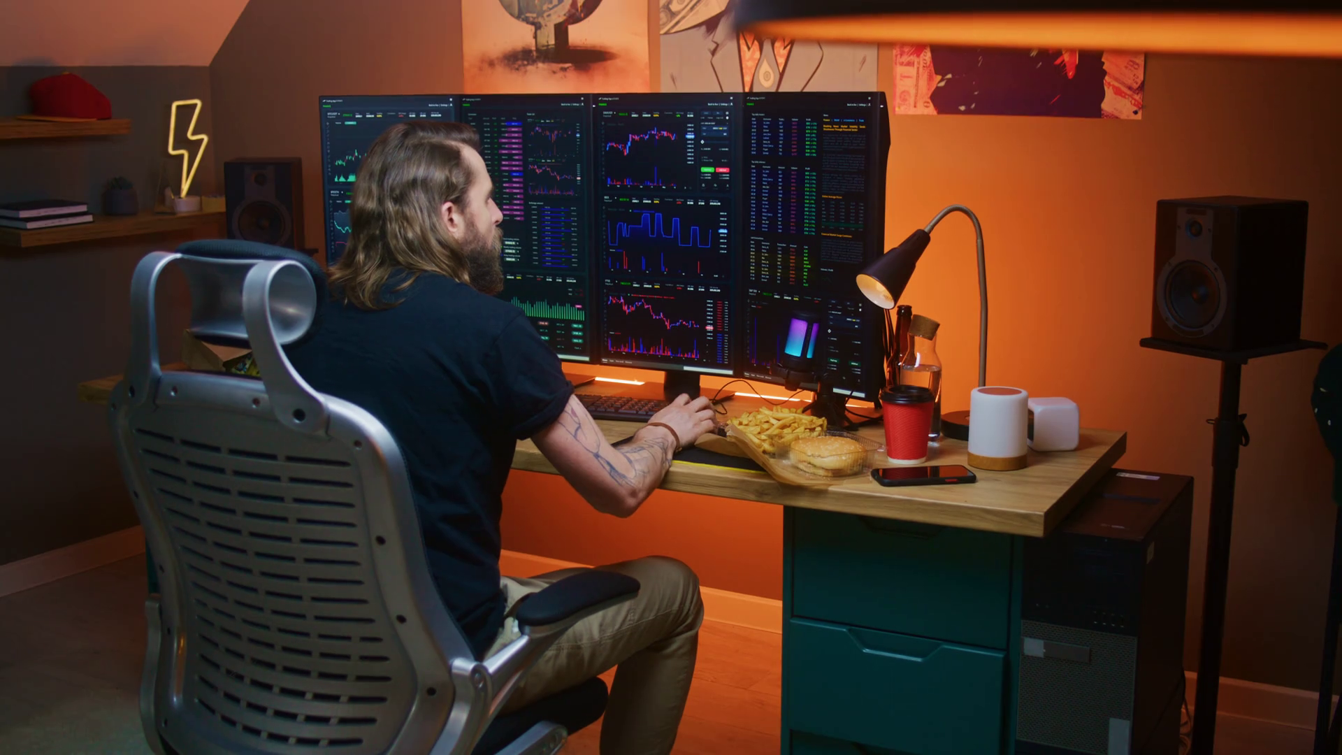 Male Stock Trader Analyzes Real-time Stocks Stock Footage SBV-347727500 ...