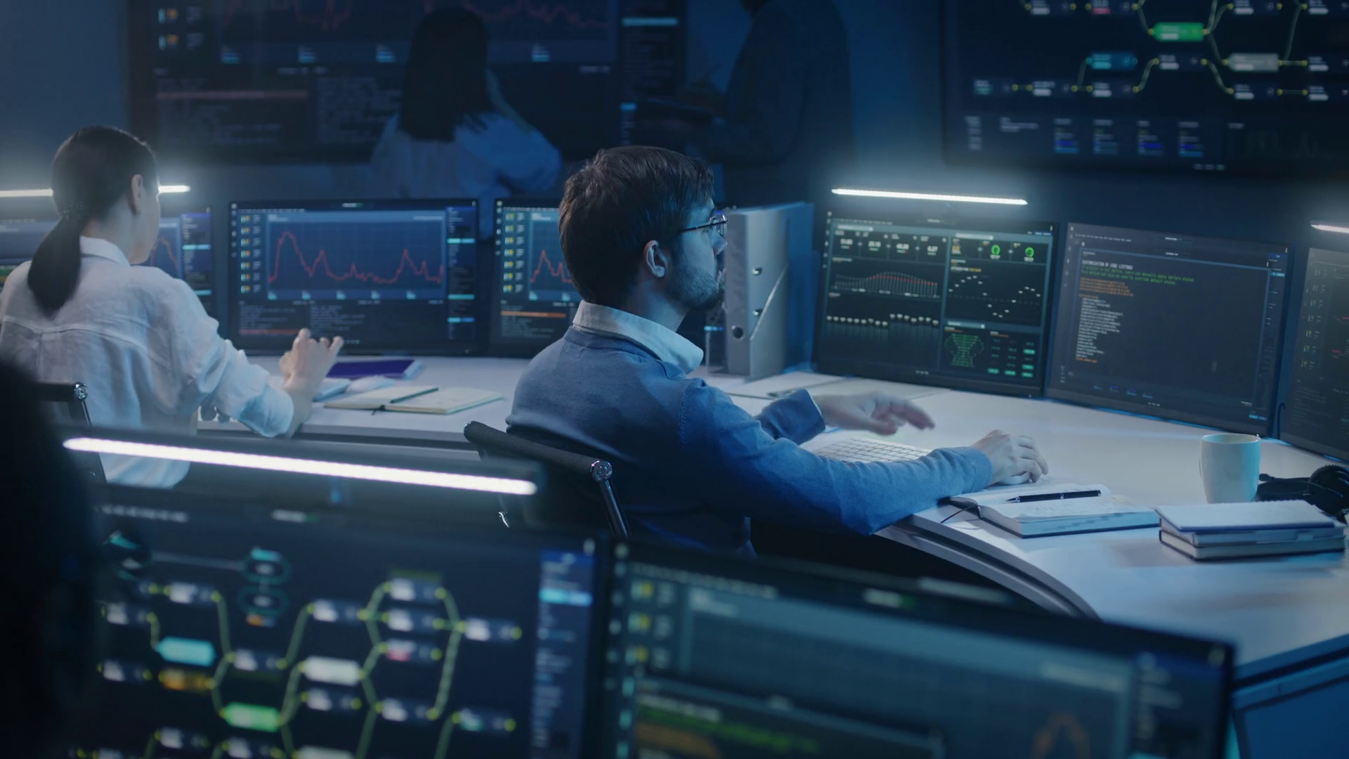 Software Engineer Works At Computer In Stock Footage SBV-347786353 ...