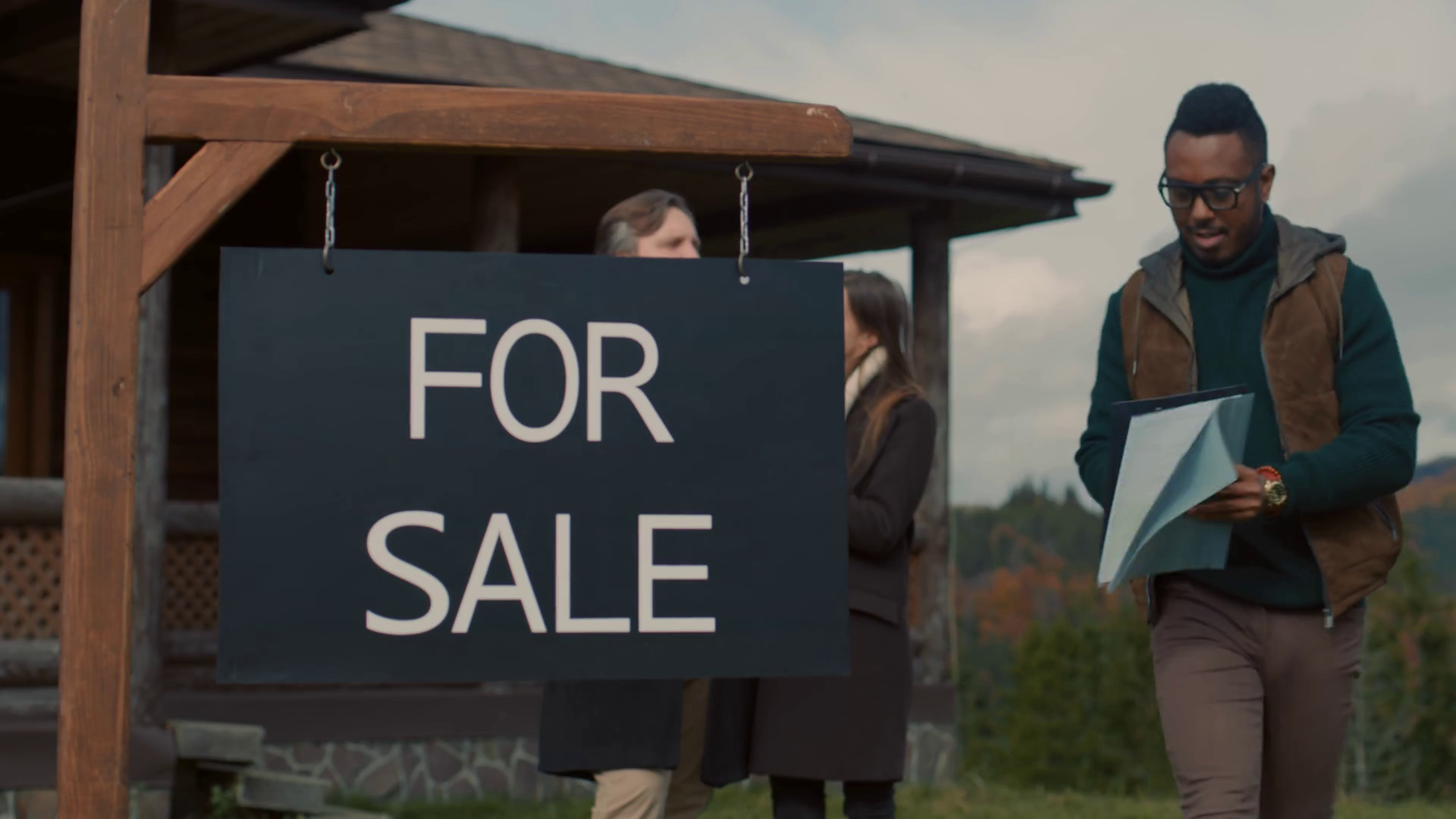 African American Real Estate Agent Puts Sold Stock Footage SBV ...