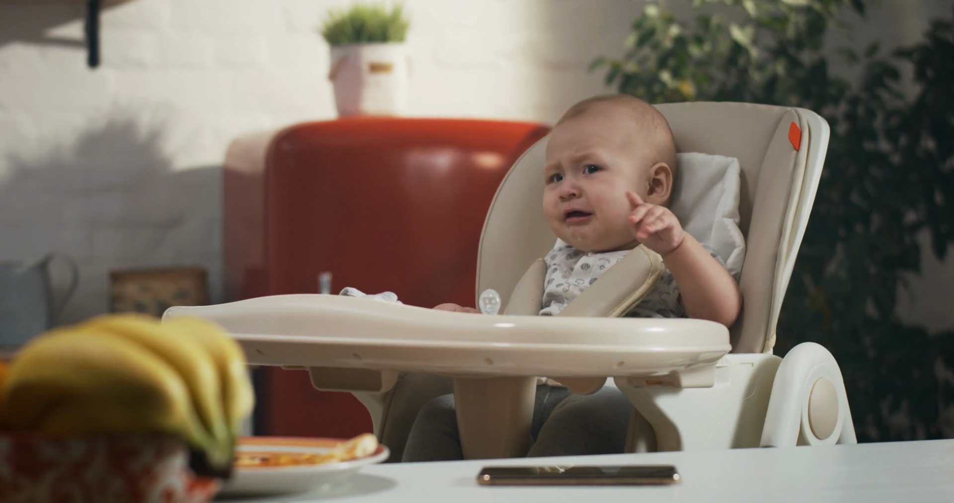 Medium Shot Of Baby Crying Sitting In High Stock Footage SBV338164333