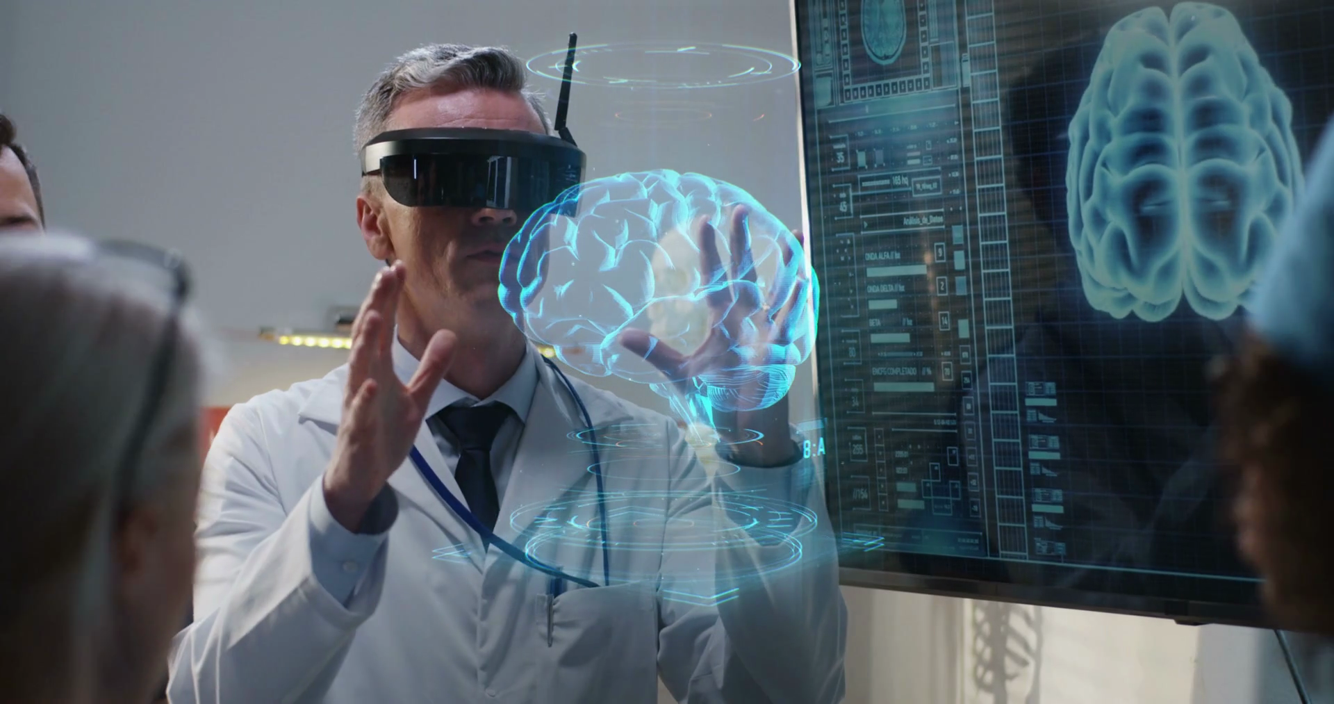 Medium Shot Of Vr Headset Wearing Doctor Stock Footage SBV336851618