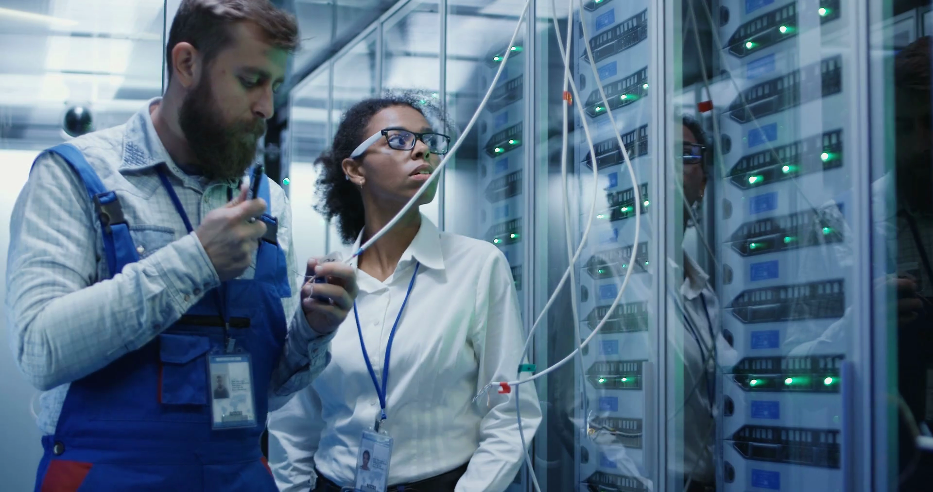 Medium Shot Of Three People Working In Data Stock Footage SBV-328836650 ...