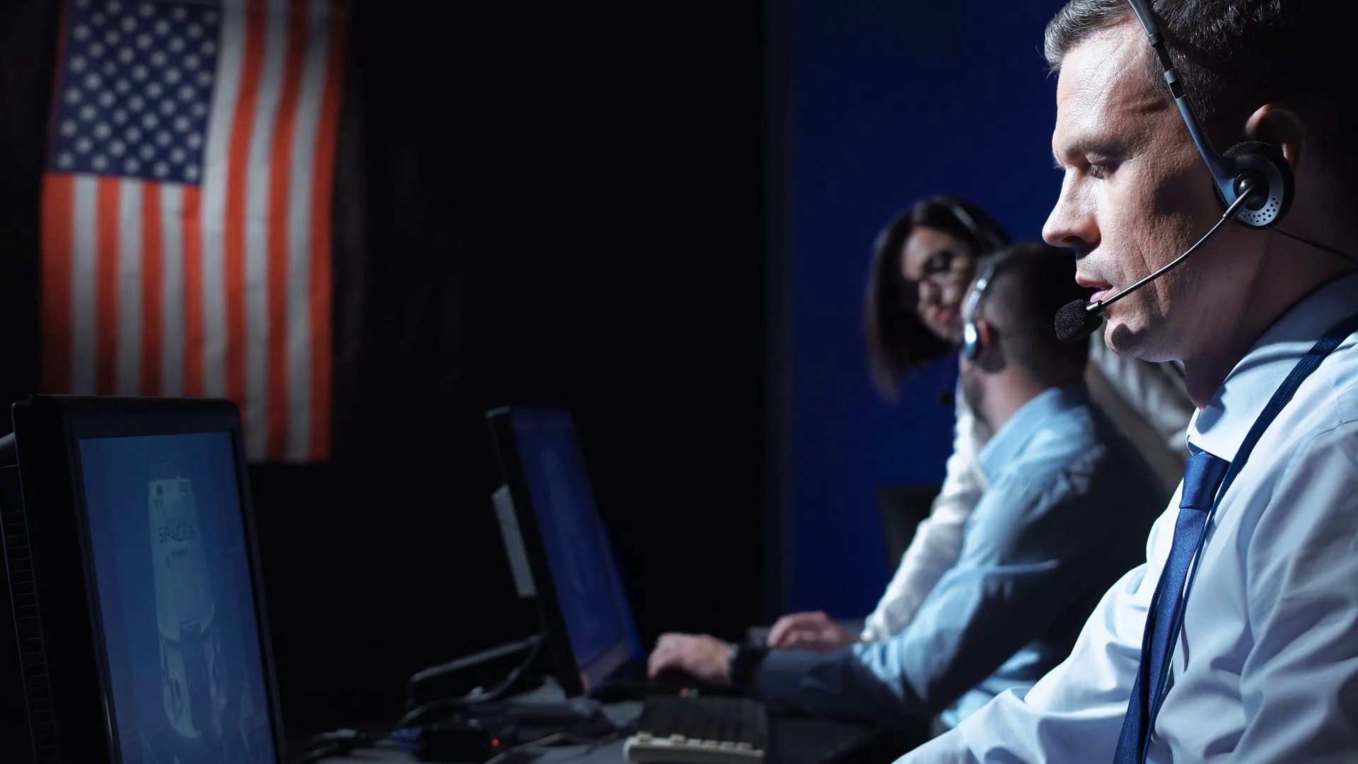 Side View Of Supervisor Man In Headset Stock Footage SBV-316898788 ...