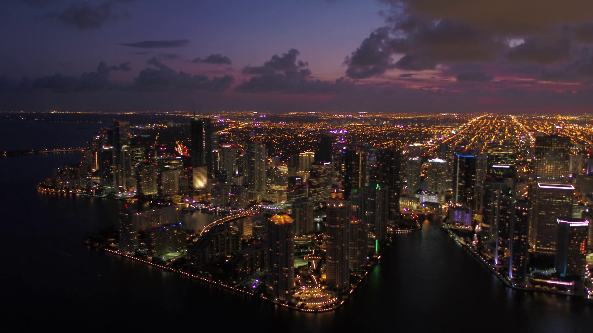 Aerial Florida Miami July 2017 Night 4k Stock Footage SBV317798831