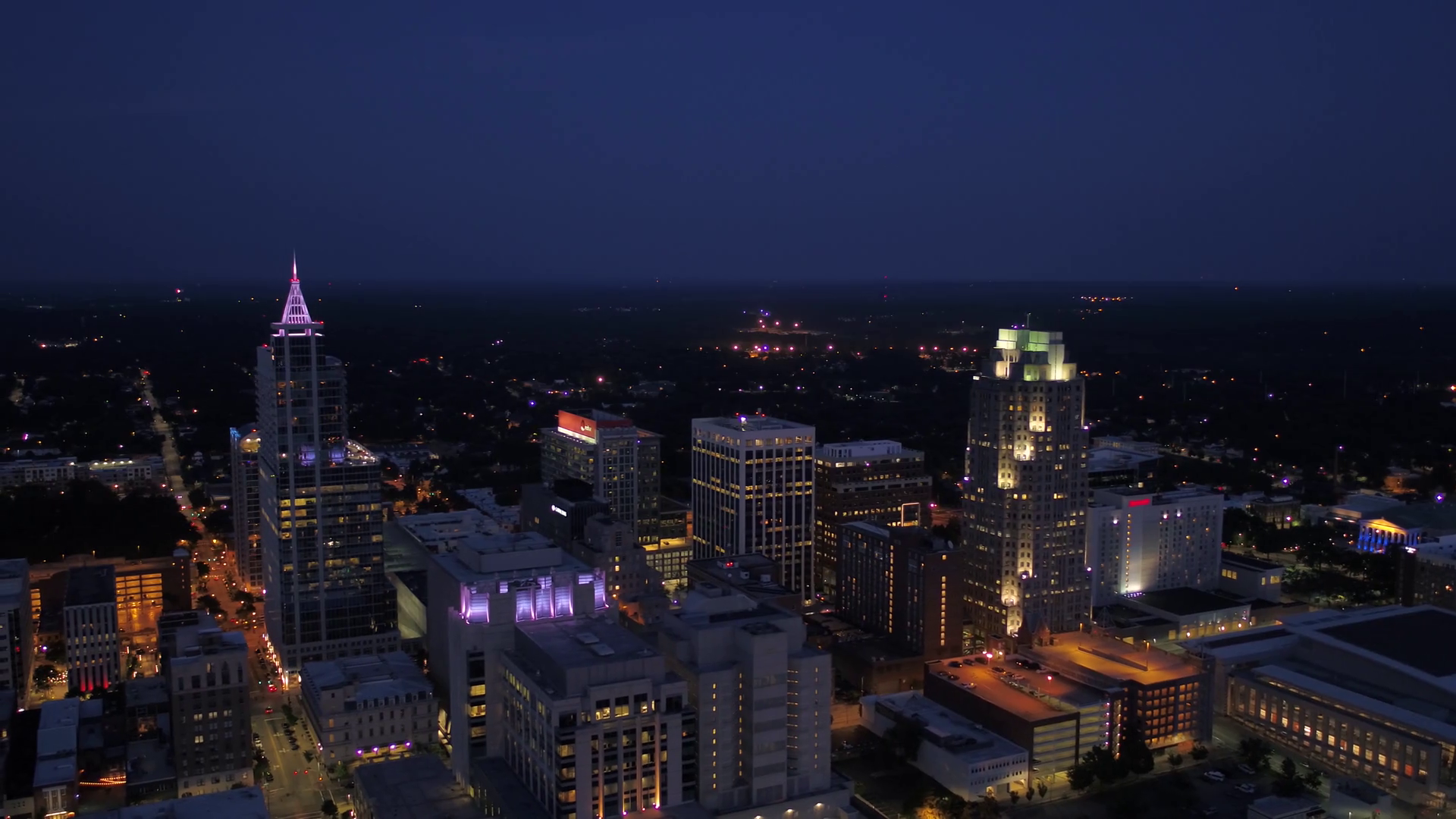 Aerial North Carolina Raleigh July 2017 Night 4K Inspire 2 Stock Video