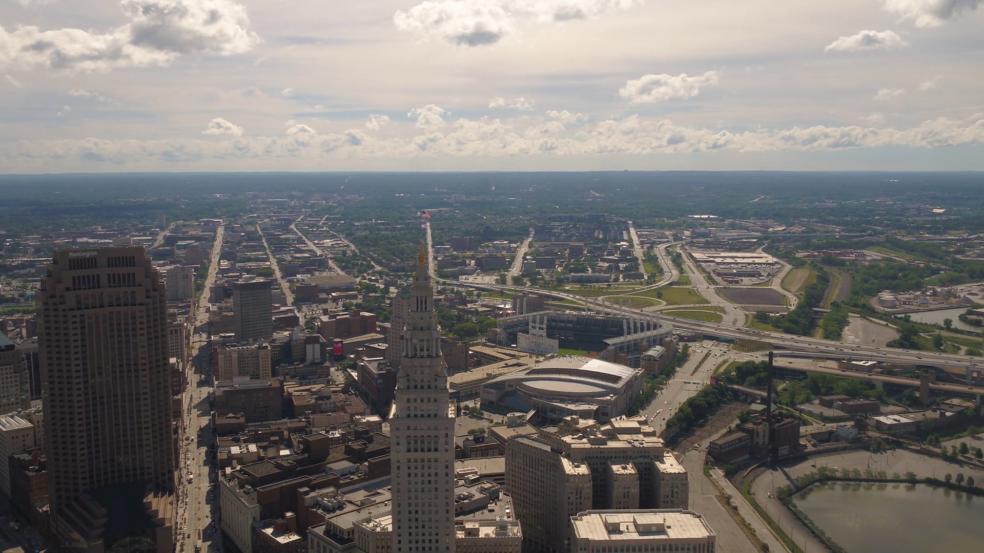 Aerial Ohio Cleveland July 2017 Sunny Day 4k Stock Footage SBV