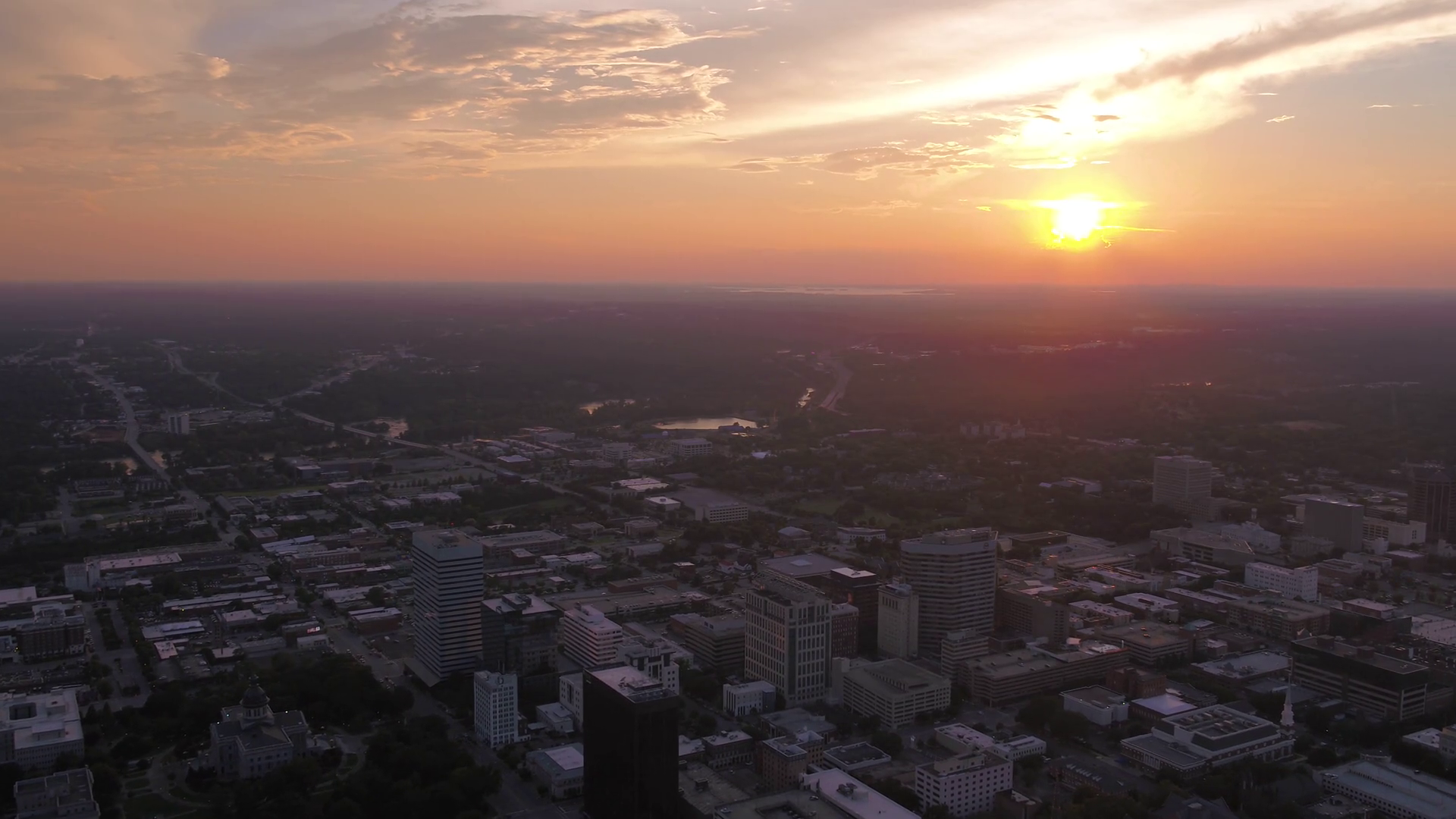 Aerial South Carolina Columbia July 2017 Sunset 4K Inspire 2 Stock