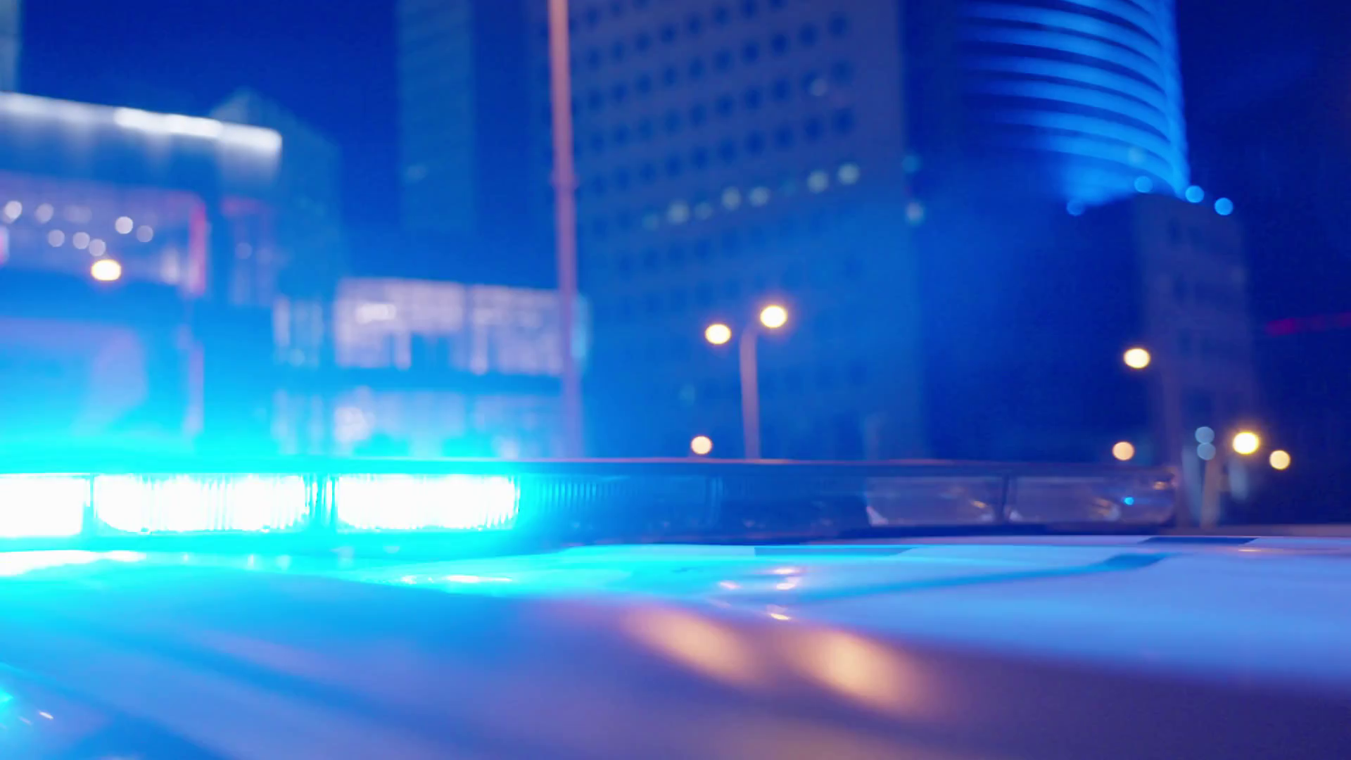 Red Blue Police Car Lights Flash On City Stock Footage SBV347491247