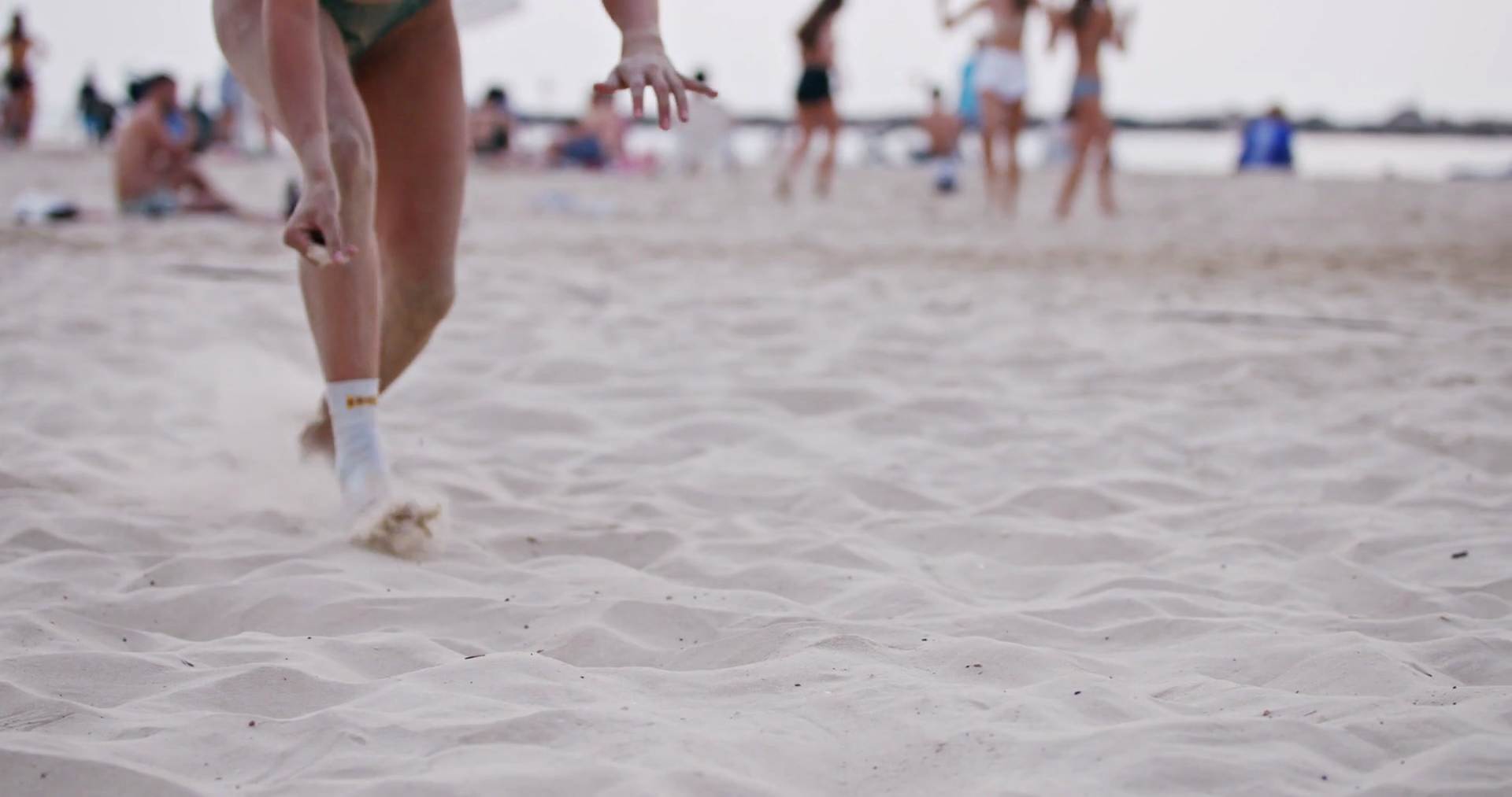 Female Beach Volleyball Player Diving On Stock Footage SBV337801015