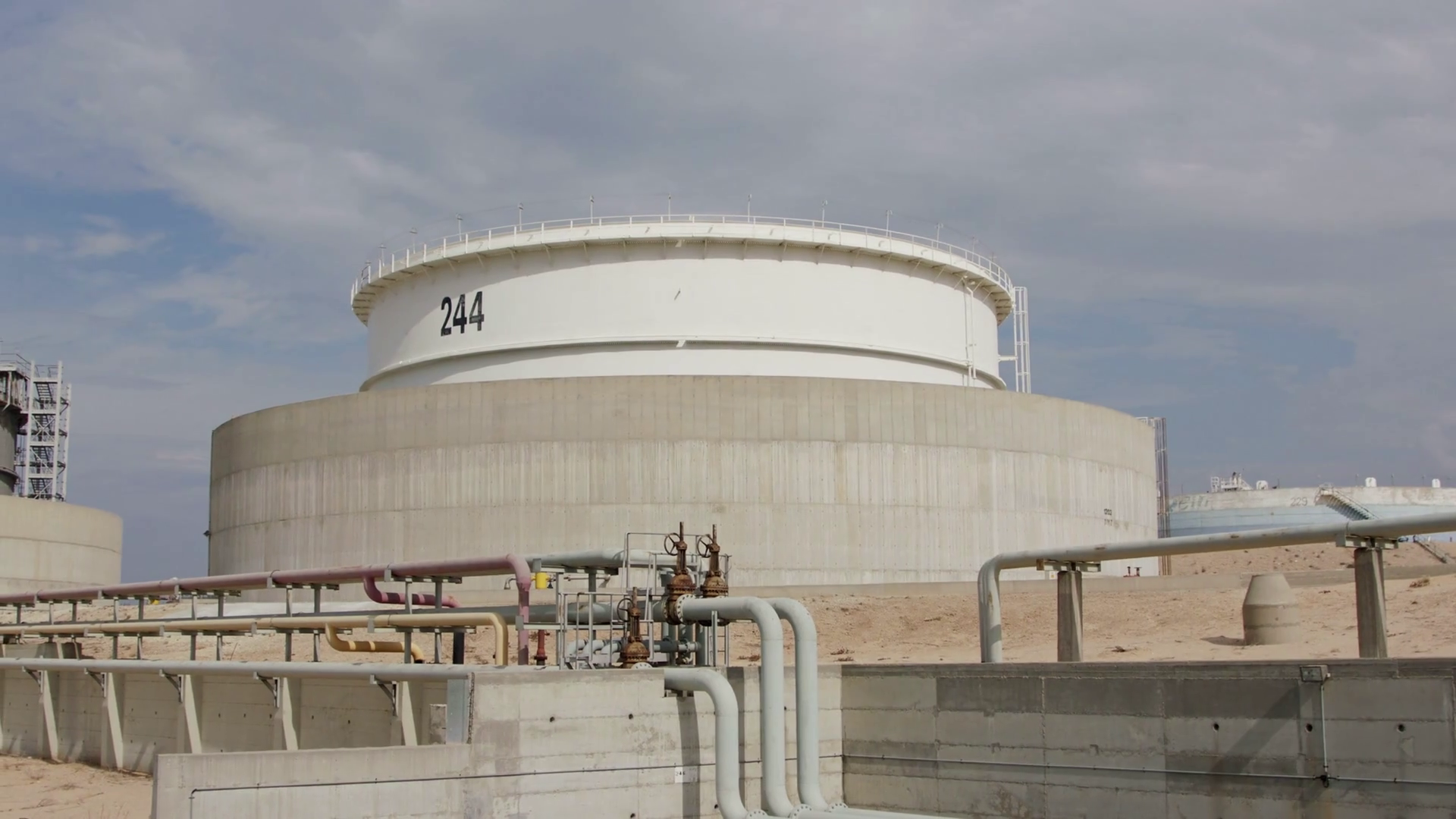 Large Crude Oil Storage Tanks In Huge Stock Footage SBV329130161