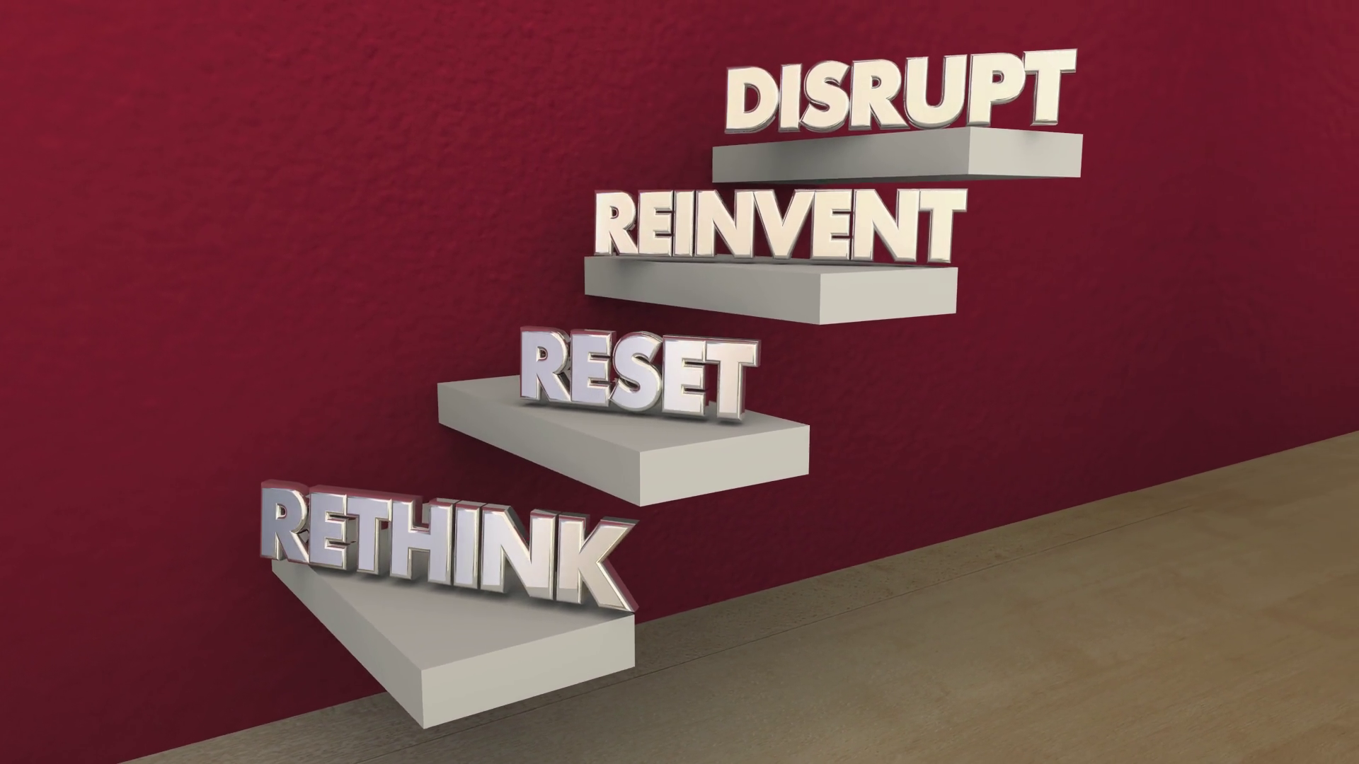 Disrupt Rethink Reinvent Reset Steps 3d Animation Motion Background