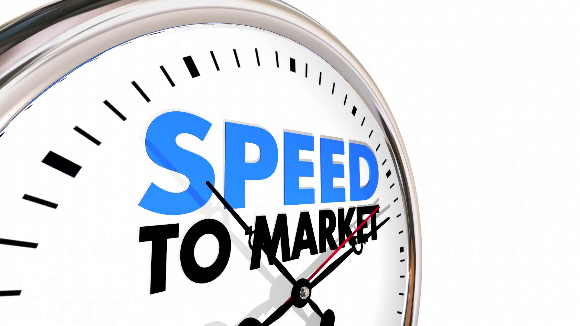 Speed to Market Product Development Clock Time Words 3d Animation