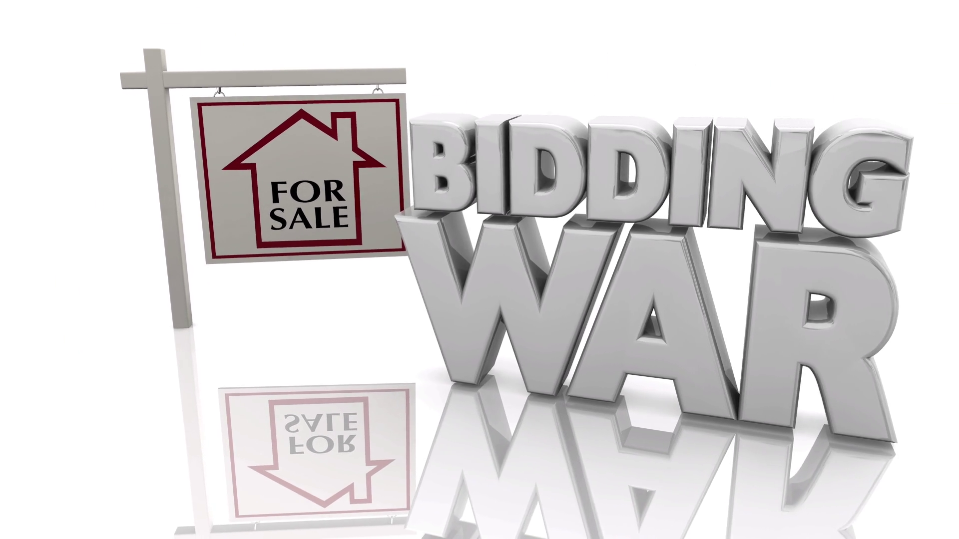 Bidding War Home House For Sale Competing Buyers Sign 3 D Animation