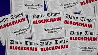 Blockchain Technology Digital Innovation Newspaper Headlines 3 D Animation