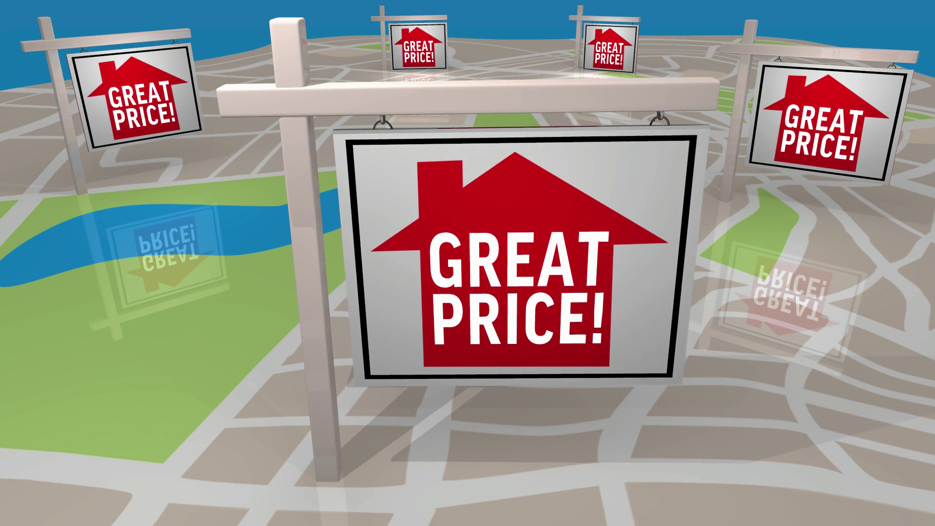 Great Price Home Sale Signs On Map Houses Stock Motion Graphics SBV ...