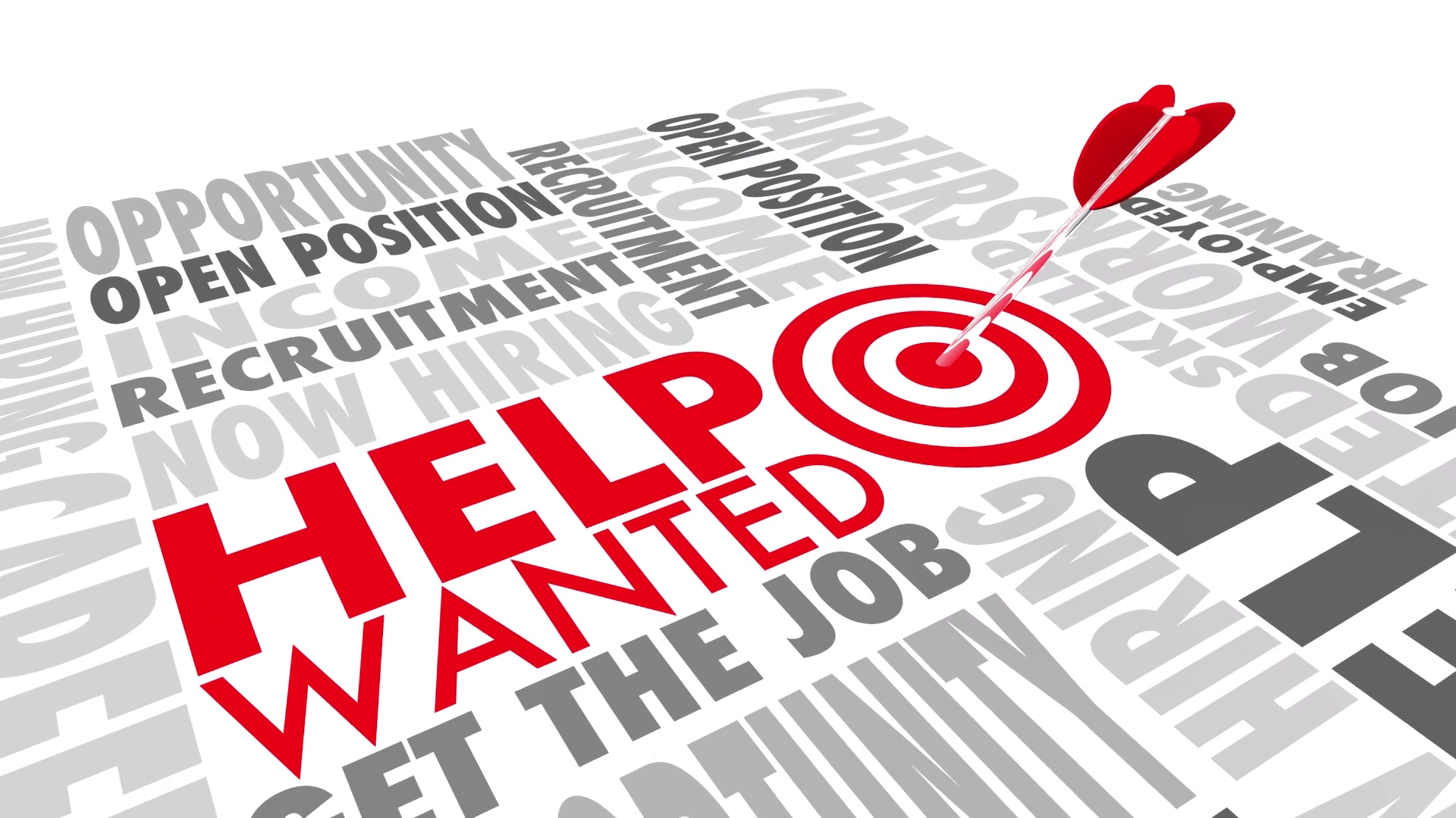 Help Wanted Now Hiring Apply Here New Job Career Arrow Target 3 D