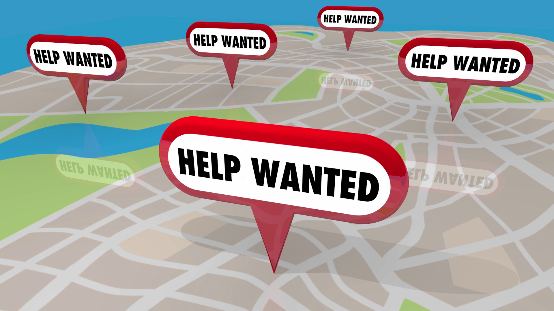 Help Wanted Open Job Positions New Hiring Map Pins 3 D Animation Motion ...