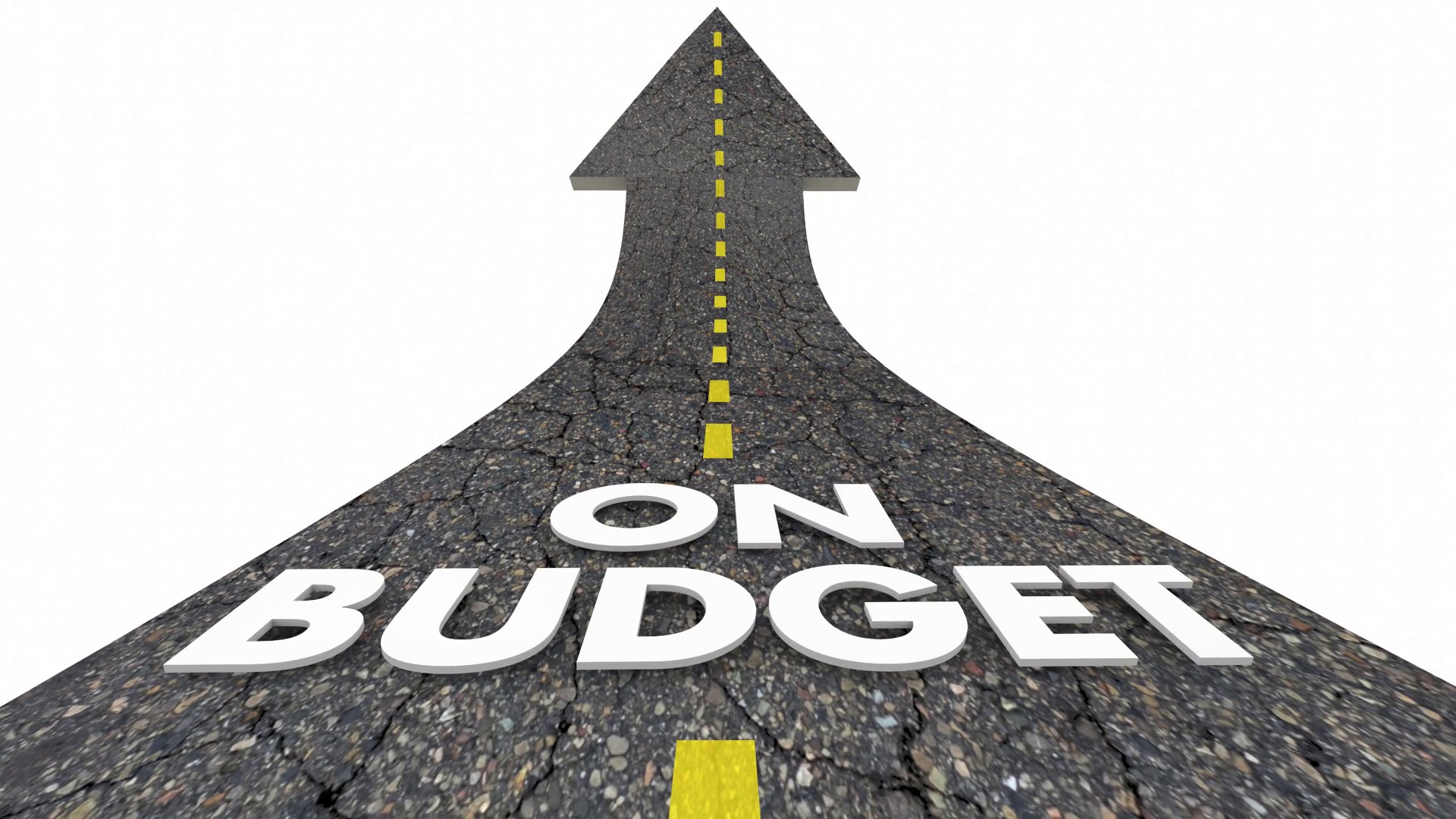 On Budget Spending Saving Money Finances Road Arrow 3 D Animation