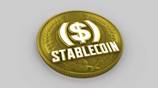 Stablecoin Cryptocurrency Money Digital Currency Stable Value Coin 3 D Animation