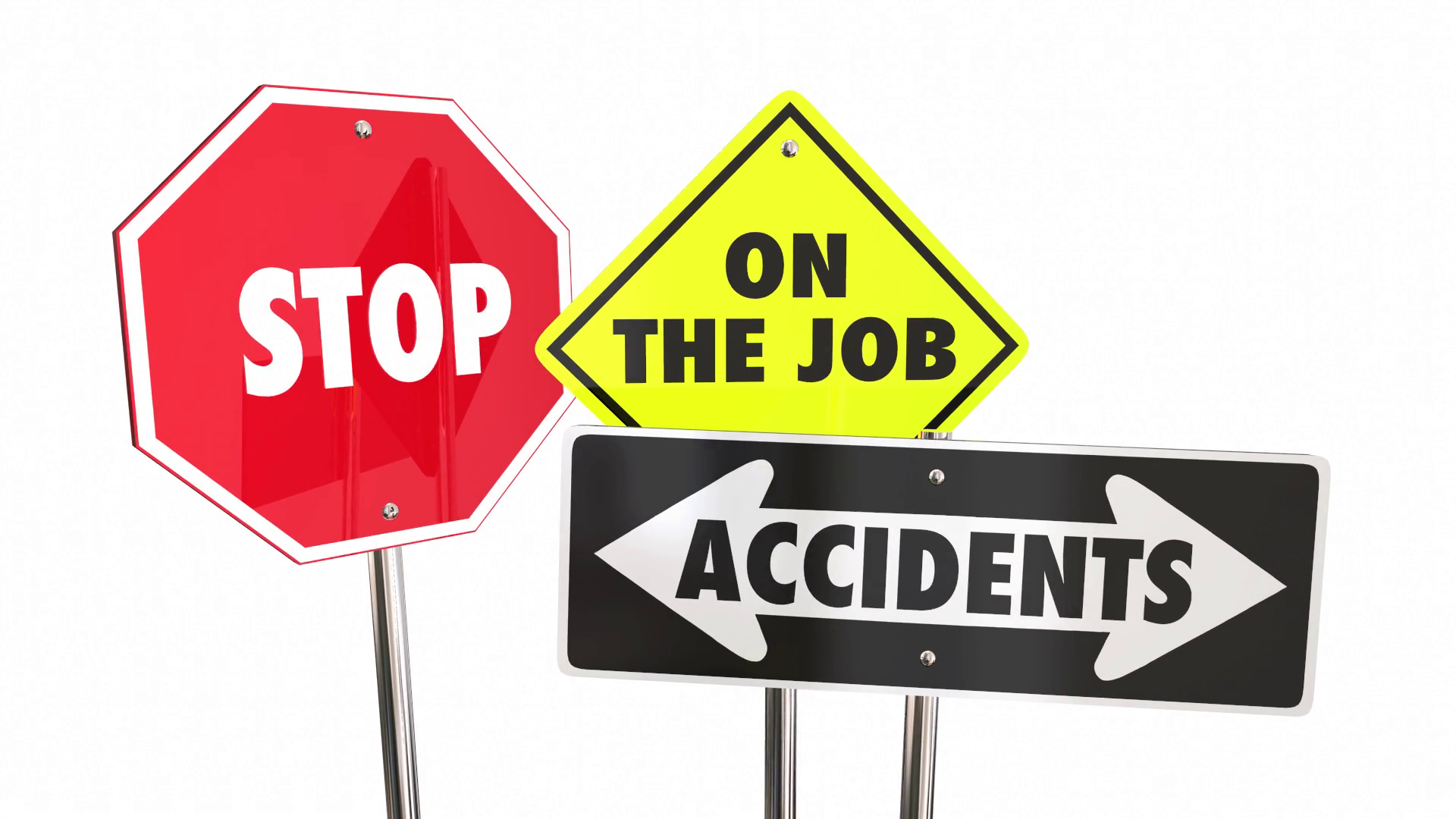 Stop On The Job Accidents Prevent Workplace Injuries Warning Signs 3 D