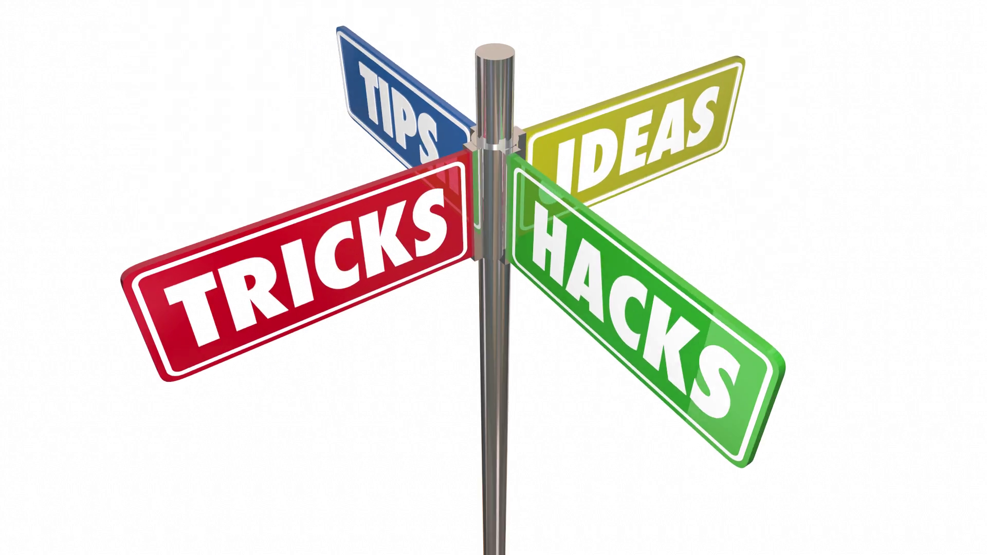 Tips Tricks Ideas Hacks 4 Way Signs Seamless Stock Motion Graphics SBV ...