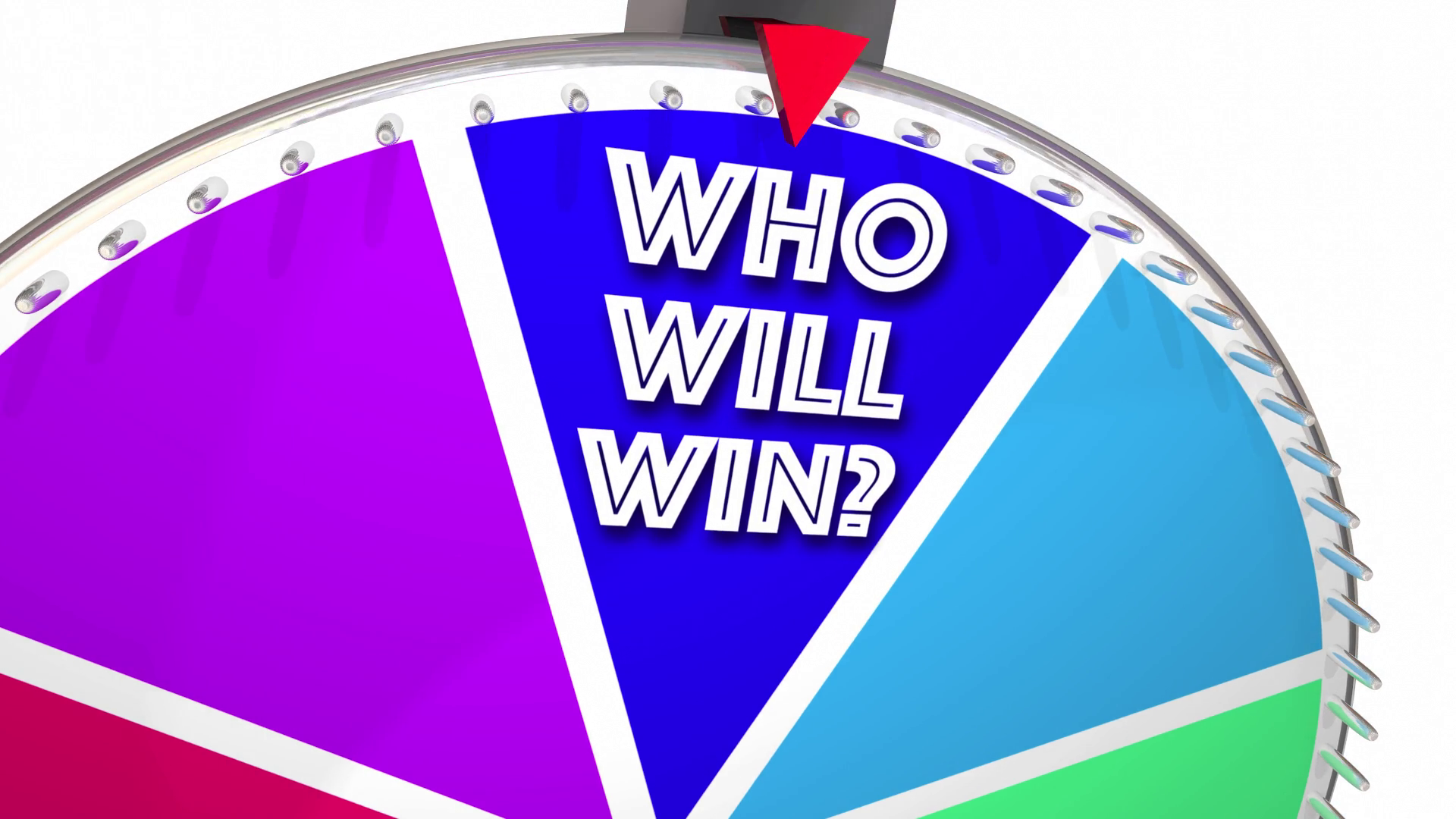 Who Will Win Game Show Spinning Wheel Words 3 D Animation Motion