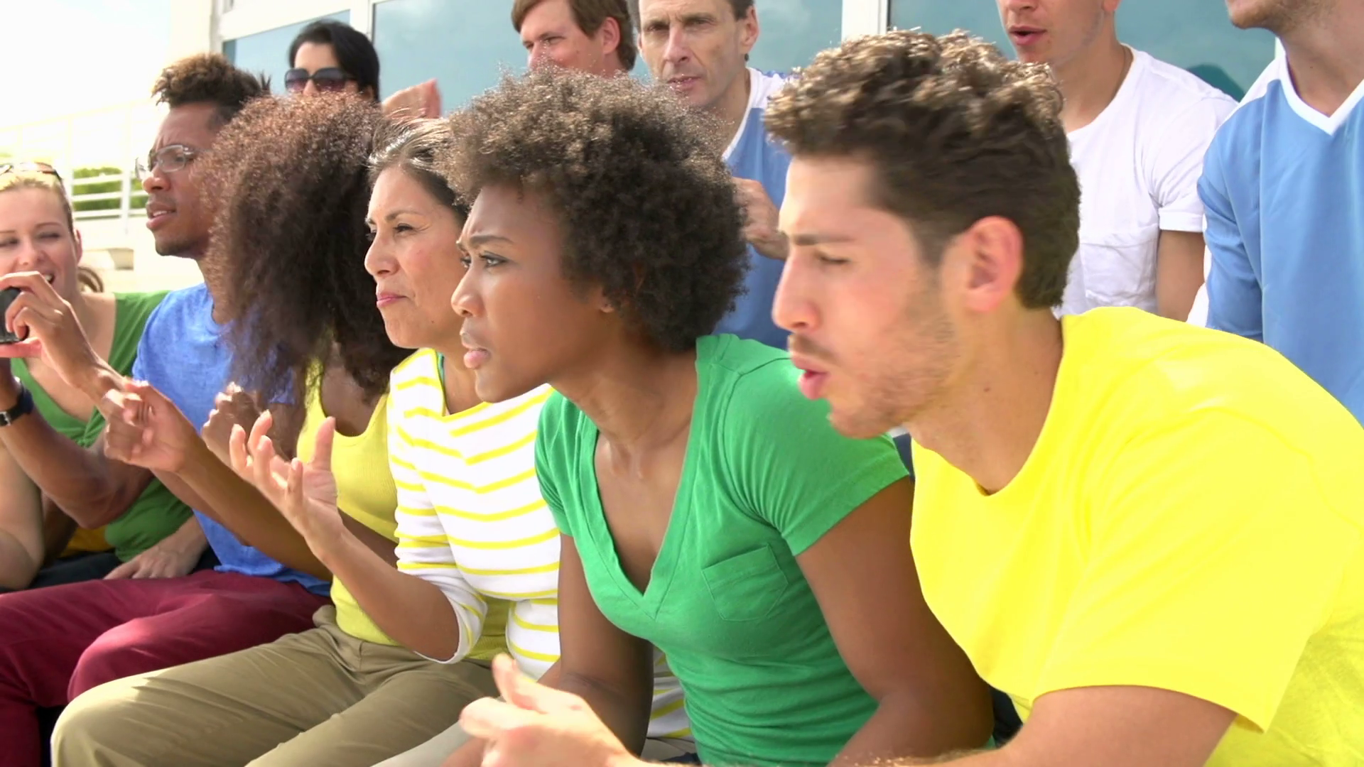 Spectators Cheering At Outdoor Sports Event In Slow Motion Stock Video