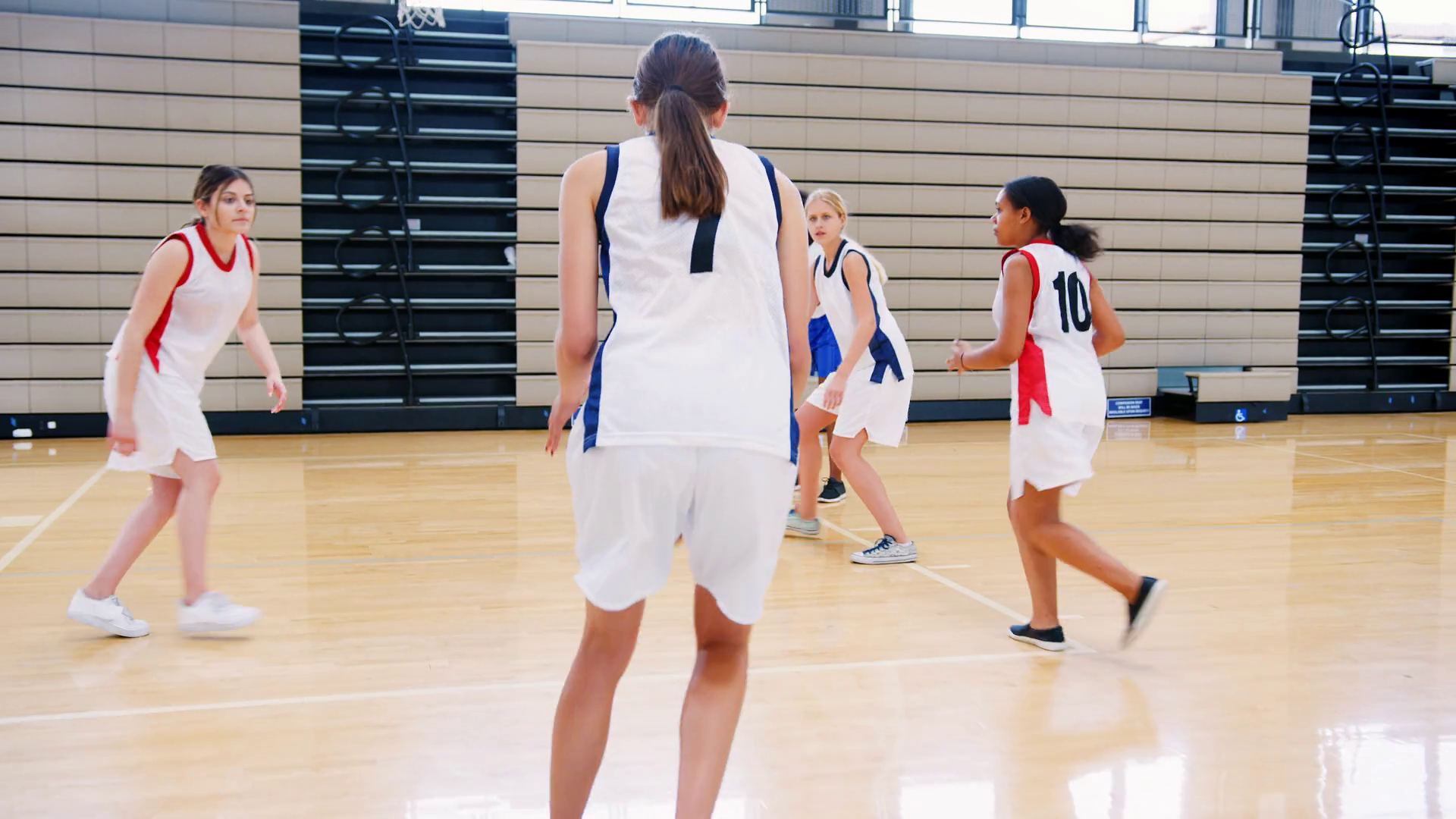 Female High School Basketball Team Scoring Stock Footage SBV327935562