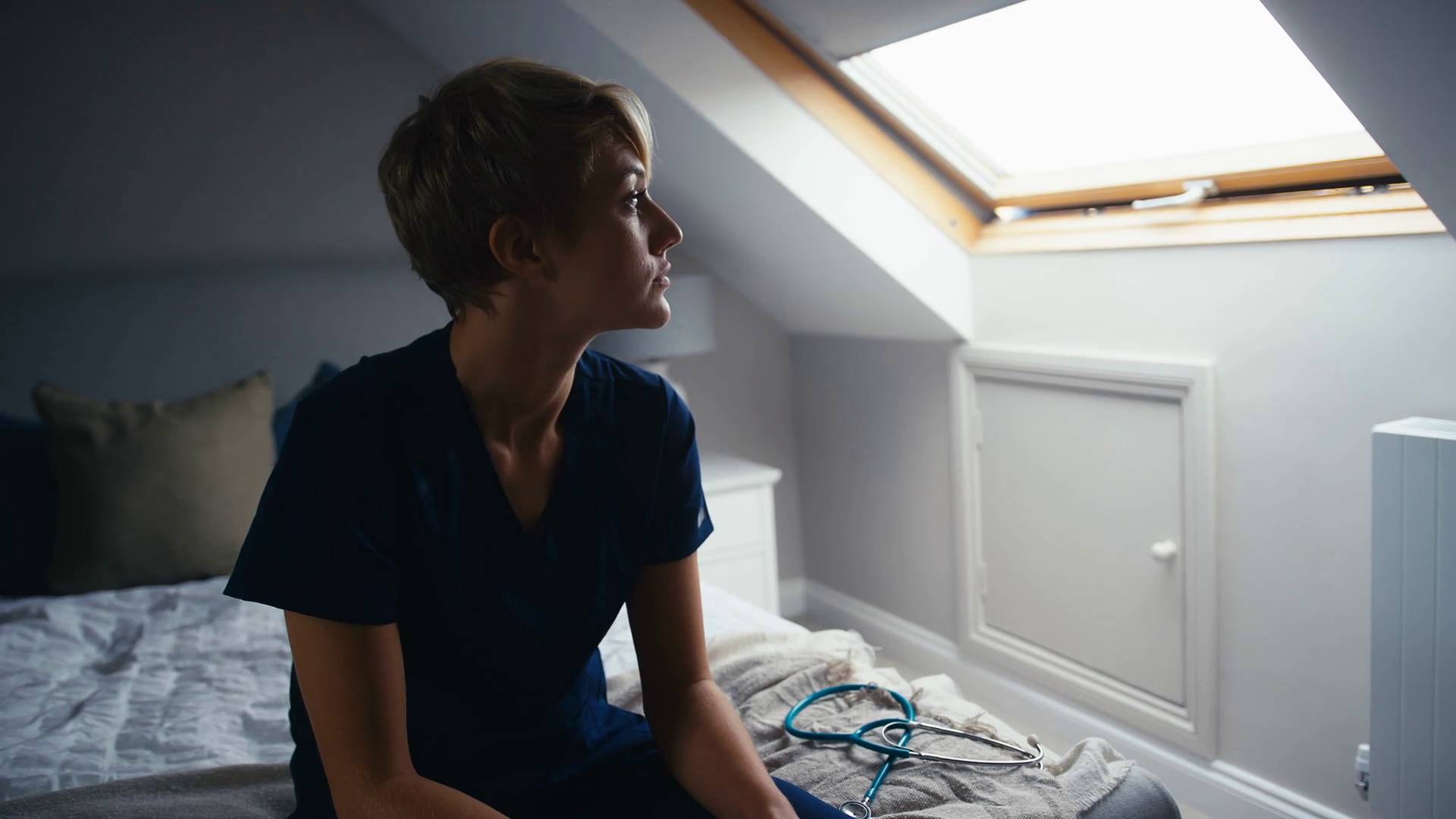 Stressed Woman Wearing Nurses Uniform Stock Footage SBV-348758232 ...