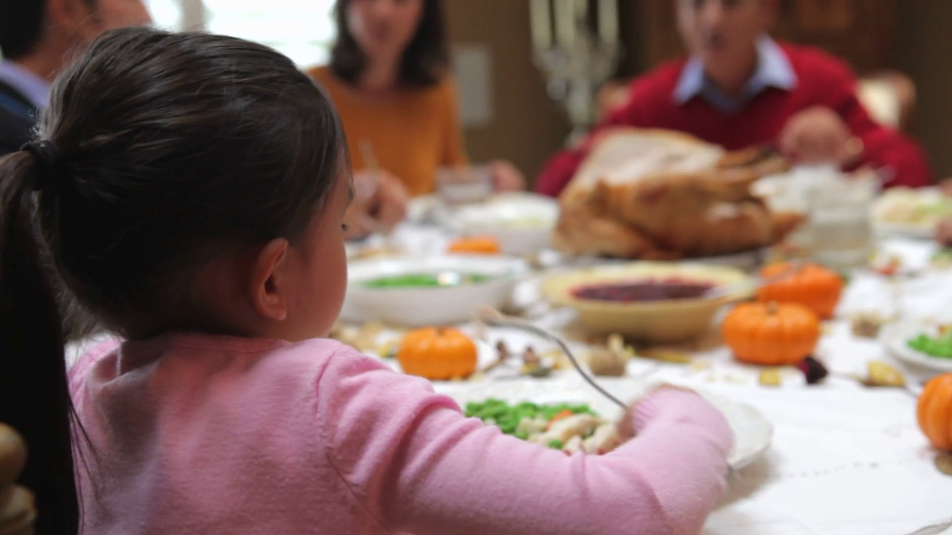 Enjoying Family Thanksgiving Dinner Stock Footage SBV-301683795 ...