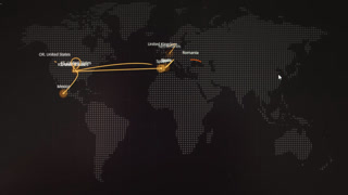 Global Network Under Attack displayed on digital cyber attack map in real time