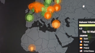 Malware and spam senders displayed on cyber threat map