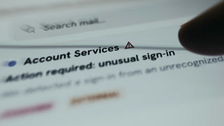 Security notification stating Action required for unusual sign-in, phishing attempt