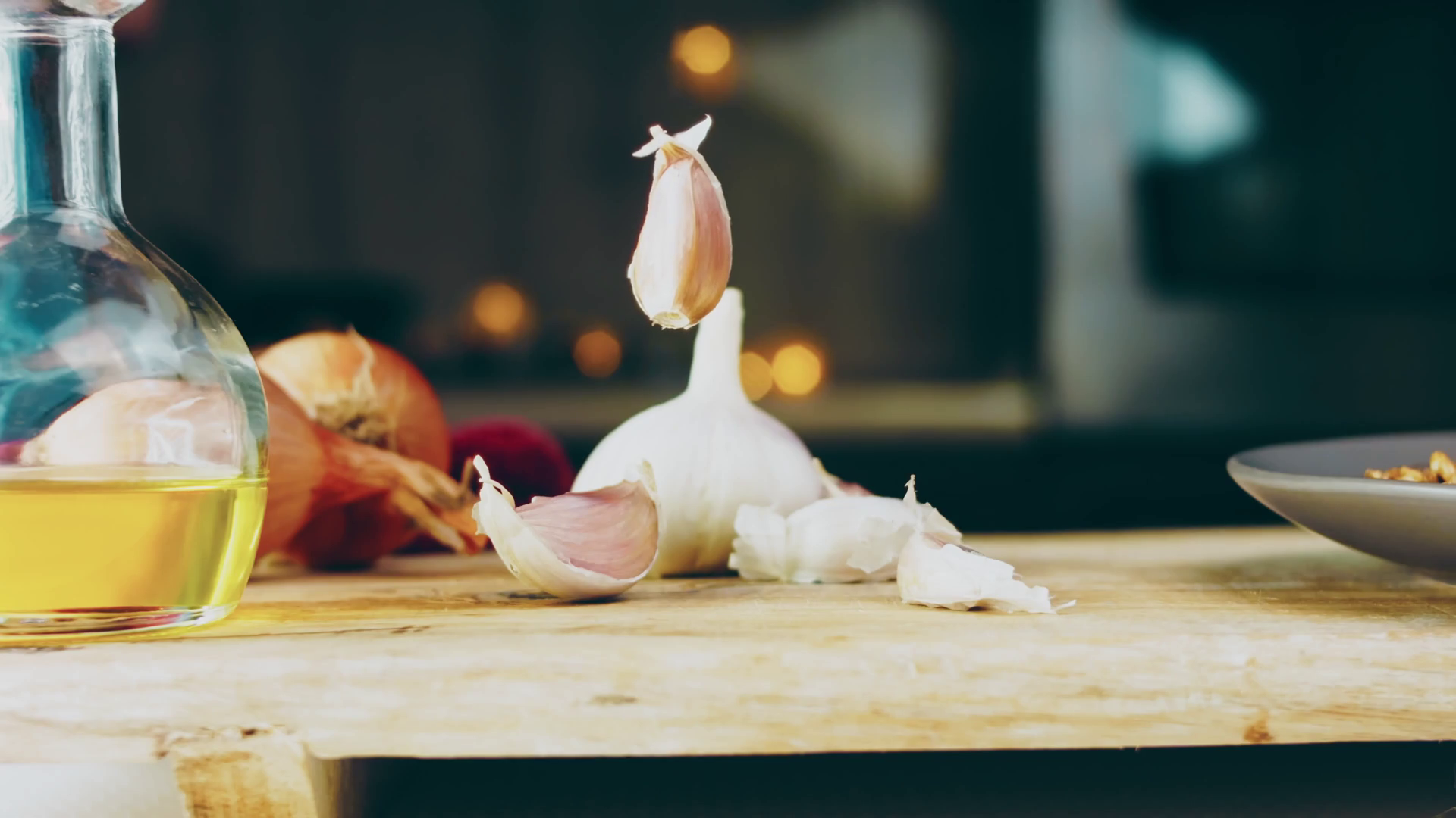 The Garlic Floats In Air Candle Effect Stock Footage SBV347444630