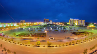 Park in city Atyrau day to night timelapse hyperlapse.